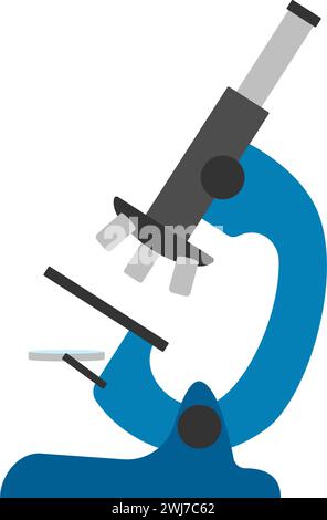 Farbisoliertes Mikroskop-Symbol in flacher Ausführung. Stock Vektor
