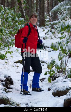 Pamelia Lake Trail im Winter, Mt. Jefferson Wilderness, Willamette National Forest, Oregon Stockfoto