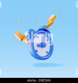 3D-Rufton-Wecker mit Blitz Stock Vektor