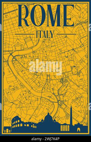 Straßennetz und Skyline-Poster der Innenstadt von ROM, ITALIEN Stock Vektor