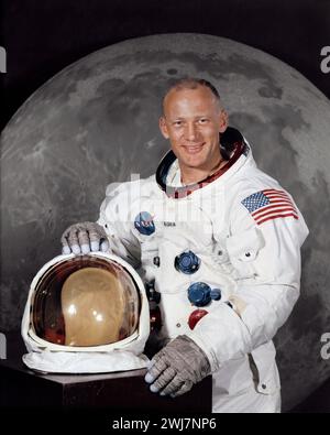 Buzz Aldrin. Porträt des amerikanischen Astronauten und einer der Crew der ersten bemannten Landung auf dem Mond, Buzz Aldrin (* Edwin Eugene Aldrin Jr.; 1930), offizielles NASA-Foto, 1968 Stockfoto