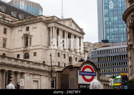 London, England, Großbritannien. Februar 2024. Britische Zentralbank, Band of England, Hauptsitz in der City of London. (Kreditbild: © Tayfun Salci/ZUMA Press Wire) NUR REDAKTIONELLE VERWENDUNG! Nicht für kommerzielle ZWECKE! Stockfoto
