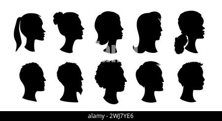 Silhouetten für weibliche und männliche Köpfe Stock Vektor