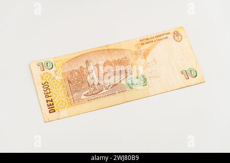 ARS 10 argentinische Peso-Rechnungen. 10 argentinische Pesos Stockfoto