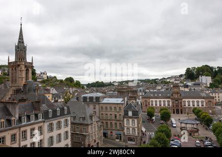 Stadtblick von Morlaix im Norden des Departements Finistere, Bretagne, Frankreich Stockfoto