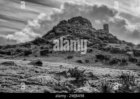 St. Michael de Rupe Kirche auf dem Brent Tor in Dartmoor in West Devon, England Stockfoto