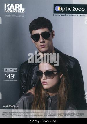 2018 Karl Lagerfeld Optic 2000 Sonnenbrille französischer Werbespot Stockfoto
