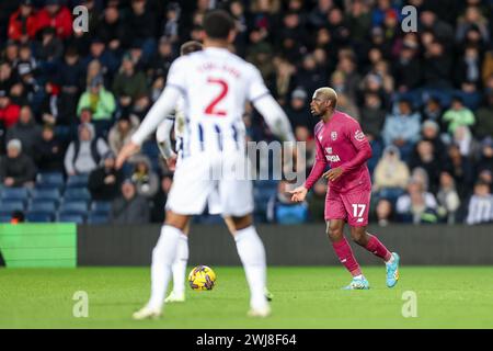 West Bromwich, Großbritannien. Februar 2024. Cardiff's Jamilu Collins in Aktion während des EFL Sky Bet Championship-Spiels zwischen West Bromwich Albion und Cardiff City am 13. Februar 2024 in den Hawthorns in West Bromwich, England. Foto von Stuart Leggett. Nur redaktionelle Verwendung, Lizenz für kommerzielle Nutzung erforderlich. Keine Verwendung bei Wetten, Spielen oder Publikationen eines einzelnen Clubs/einer Liga/eines Spielers. Quelle: UK Sports Pics Ltd/Alamy Live News Stockfoto