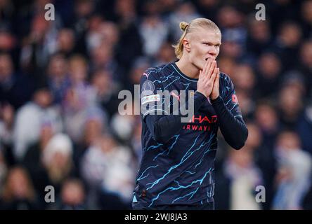 Erling Haaland von Manchester City während der Achtelrunde der UEFA Champions League zwischen dem FC Kopenhagen und Manchester City im 1. Legs in Parken, Kopenhagen, Dienstag, den 13. Februar 2024. (Foto: Liselotte Sabroe/Ritzau Scanpix) Stockfoto