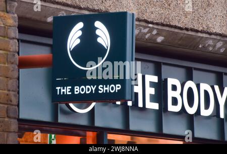 London, England, Großbritannien. Februar 2024. Allgemeine Ansicht eines Body Shop Stores in Central London, während das Unternehmen in die Verwaltung in Großbritannien zusammenbricht. (Kreditbild: © Vuk Valcic/ZUMA Press Wire) NUR REDAKTIONELLE VERWENDUNG! Nicht für kommerzielle ZWECKE! Stockfoto