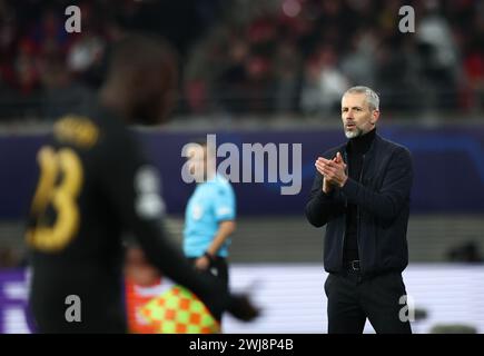 Leipzig, Deutschland. Februar 2024. Fußball, Champions League, RB Leipzig - Real Madrid, K.-o.-Runde, Achtelfinale, erstes Leg, in der Red Bull Arena. Leipziger Trainer Marco Rose. Quelle: Jan Woitas/dpa/Alamy Live News Stockfoto