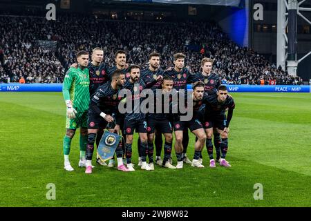 Kopenhagen, Dänemark. Februar 2024. Das Startelf von Manchester City für das UEFA Champions League-Spiel zwischen dem FC Kopenhagen und Manchester City in Parken in Kopenhagen. (Foto: Gonzales Photo/Alamy Live News Stockfoto