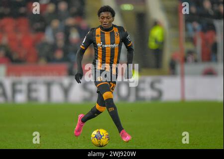 Während des Sky Bet Championship Matches Rotherham United gegen Hull City im New York Stadium, Rotherham, Vereinigtes Königreich. Februar 2024. (Foto: Craig Cresswell/News Images) in, am 13.02.2024. (Foto: Craig Cresswell/News Images/SIPA USA) Credit: SIPA USA/Alamy Live News Stockfoto