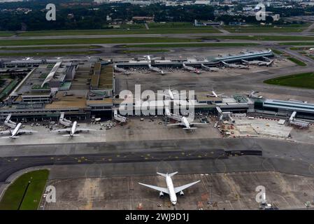 Luftaufnahme des Changi International Airport in Singapur. Stockfoto
