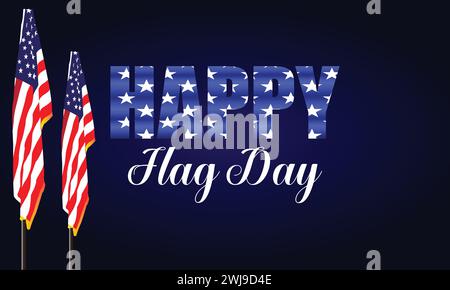 Text zum Flaggentag mit US-Flagge und Illustration Stock Vektor