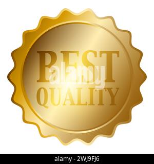 Grafische Abbildung des goldenen Siegels mit Text der besten Qualität isoliert auf weißem Hintergrund, Vektorillustration Stock Vektor