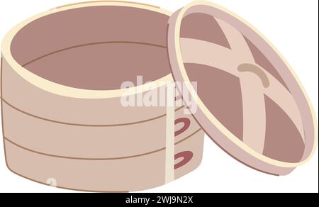 Essen Bambus Dampfgarer Cartoon Vektor Illustration Stock Vektor