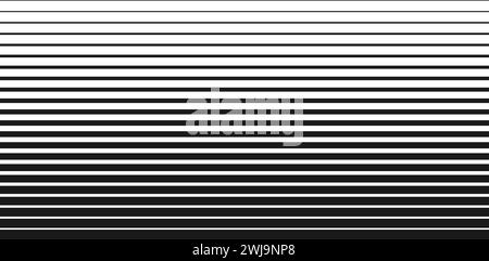 Halbtonlinienmuster. Verblasste schwarze Halbtonlinien. Hintergrund des Farbverlaufs. Horizontale abstrakte geometrische Textur mit parallelen Streifen. Verlauf Stock Vektor