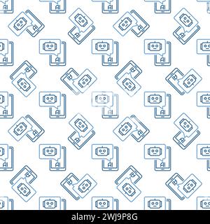 KI Chatbot im Smartphone-Vektor-Konzept lineares nahtloses Muster Stock Vektor