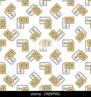 Smartphone mit AI Chatbot Vektor Konzept farbiges nahtloses Muster Stock Vektor