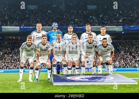 Kopenhagen, Dänemark. Februar 2024. Das Startelf des FC Kopenhagen für das UEFA Champions League-Spiel zwischen dem FC Kopenhagen und Manchester City in Parken in Kopenhagen. (Foto: Gonzales Photo/Alamy Live News Stockfoto