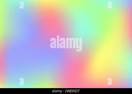 Holographischer Gradiententtexturierter Hintergrund. Lautes Licht, Regenbogen-Abstufung. Weiche Farben körnige Folie. Abstrakte verschwommene Flüssigkeitstapete. Vektor. Stock Vektor