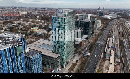 Vertikales Bild des Welthandelszentrums in Amsterdam, Niederlande Stockfoto