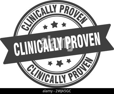 Klinisch bewährter Stempel. Klinisch nachgewiesenes Rundzeichen. Etikett auf transparentem Hintergrund Stock Vektor