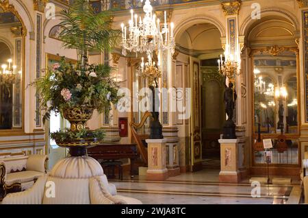 Valencia, Palacio del Marques de Dos Aguas (Alabasterportal von Ignacio Vergara, 18. Jahrhundert). Museo Nacional de Ceramica y Artes Suntuarias Gonzalez Stockfoto