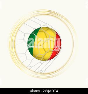 Congo Tor, abstraktes Fußballsymbol mit Illustration des Kongo-Balls im Fußballnetz. Vektor-Sport-Illustration. Stock Vektor