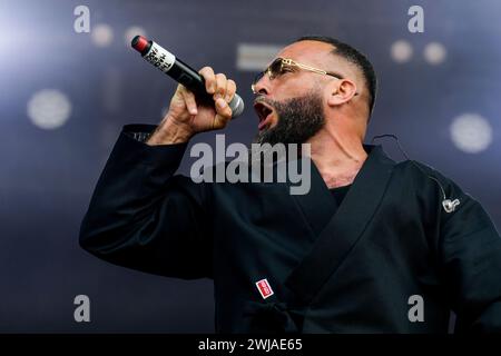 Rouen (Nordfrankreich): 8. Auflage der Rouen Armada (Zusammenkunft von Großschiffen). Konzert des Rappers Medine am 17. Juni 2023 Stockfoto