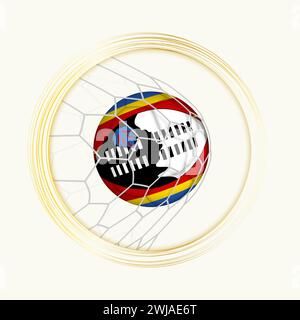 Swasiland Tor, abstraktes Fußballsymbol mit Illustration des Swasiland-Balls im Fußballnetz. Vektor-Sport-Illustration. Stock Vektor