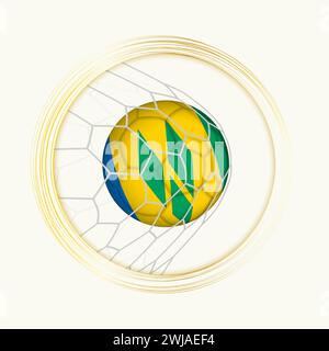 St. Vincent und die Grenadinen schießen Tor, abstraktes Fußballsymbol mit Illustration von St. Vincent und dem Grenadinen-Ball im Fußballnetz. Vect Stock Vektor