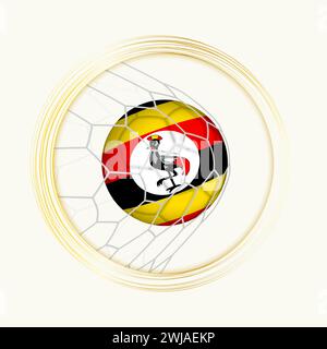 Uganda Tor, abstraktes Fußballsymbol mit Illustration des ugandischen Balls im Fußballnetz. Vektor-Sport-Illustration. Stock Vektor