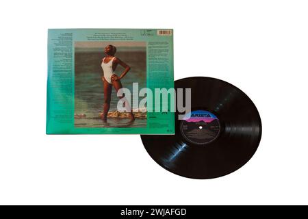 Whitney Houston Vinyl-Album-Cover isoliert auf weißem Hintergrund - 1985 Stockfoto