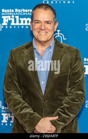 Santa Barbara, USA. Februar 2024. Red Carpet Arrivals, Schriftsteller Dave Hemingson (DIE HOLDOVERS). Das 39. Santa Barbara International Film Festival „Writers Panel“ im Arlington Theatre in Santa Barbara, KALIFORNIEN am 13. Februar 2024. (Foto: Rod Rolle/SIPA USA) Credit: SIPA USA/Alamy Live News Stockfoto