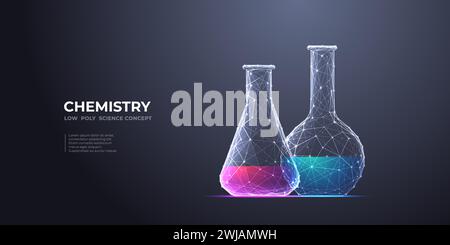Chemiewissenschaftliches Konzept. Labor-Reagenzgläser mit Farbflüssigkeit. Stock Vektor