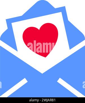 Offene Umschläge oder Valentinstag-Symbol, Feiertagsschild für Feiertage, trendiger moderner Stil. Stock Vektor