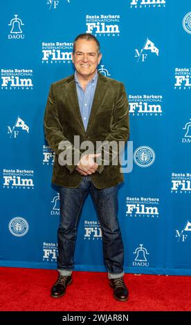 Santa Barbara, USA. Februar 2024. Red Carpet Arrivals, Schriftsteller Dave Hemingson (DIE HOLDOVERS). Das 39. Santa Barbara International Film Festival „Writers Panel“ im Arlington Theatre in Santa Barbara, KALIFORNIEN am 13. Februar 2024. (Foto: Rod Rolle/SIPA USA) Credit: SIPA USA/Alamy Live News Stockfoto