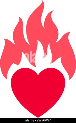 Herzfeuer-Flamme-Symbol oder Valentinstag-Symbol, Feiertagsschild entworfen für Feier, Vektor trendigen modernen Stil. Stock Vektor