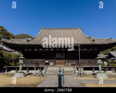 Der wunderschöne Blick auf den Taisanji-Tempel in Matsuyama, Präfektur Ehime, Japan Stockfoto