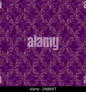 Vektor Damast Vintage Barock Ornament. Retro-Muster im antiken Stil. Nahtloses luxuriöses Muster in Violett und Gold. Königliche Tapete. Gotischer Hintergrund Stock Vektor