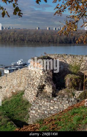 Belgrad Kalemegdan Festung oder Beogradska Tvrdjava und Blick auf die Donau Stockfoto