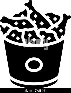 Frittiertes Hühnchen Fast Food Glyph-Symbol-Vektor-Illustration Stock Vektor