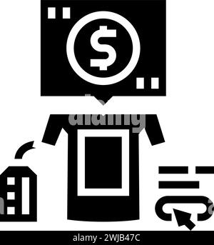 Drucken Sie On-Demand-Vektorgrafik für Glyphen-Symbole Stock Vektor