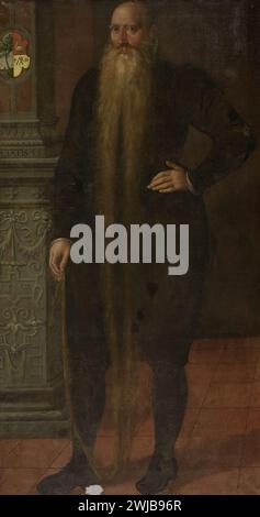 Porträt von Pieter Dircksz, genannt Long Beard, Ratsmitglied der Waisenkammer in Edam, Aert Pietersz. (Zugeschrieben), 1583 Stockfoto