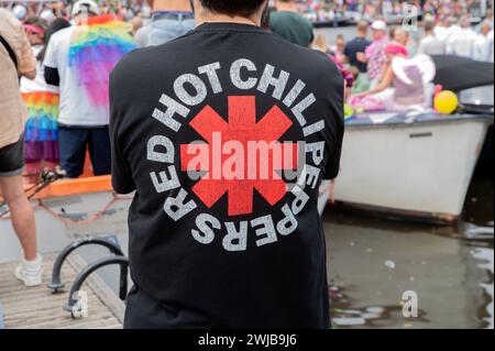 Backside T-Shirt Red Hot Chilli Peppers in Amsterdam, Niederlande Stockfoto