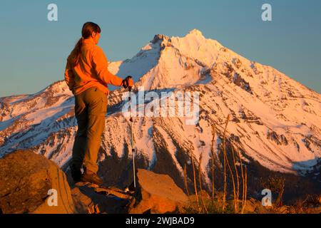 Mt Jefferson von Triangulation Peak, Mt Jefferson Wildnis, Willamette National Forest, Oregon Stockfoto