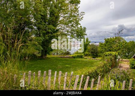 Douarnenez. Der Hafen von Rosmeur von der Plomarc'h. aus gesehen Finistère. Bretagne Stockfoto