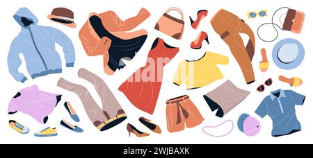 Set fliegender Mode für Damen. Stock Vektor